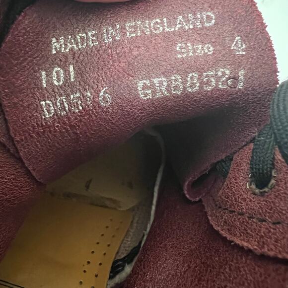 Vintage Dr. Martens Made In England Dark Red Suede Lace Up 6 Eye Boots Size 6 US - Picture 8 of 13